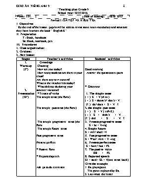 Giáo án Tiếng Anh Khối 9 - Chương trình cả năm - Năm học 2015-2016
